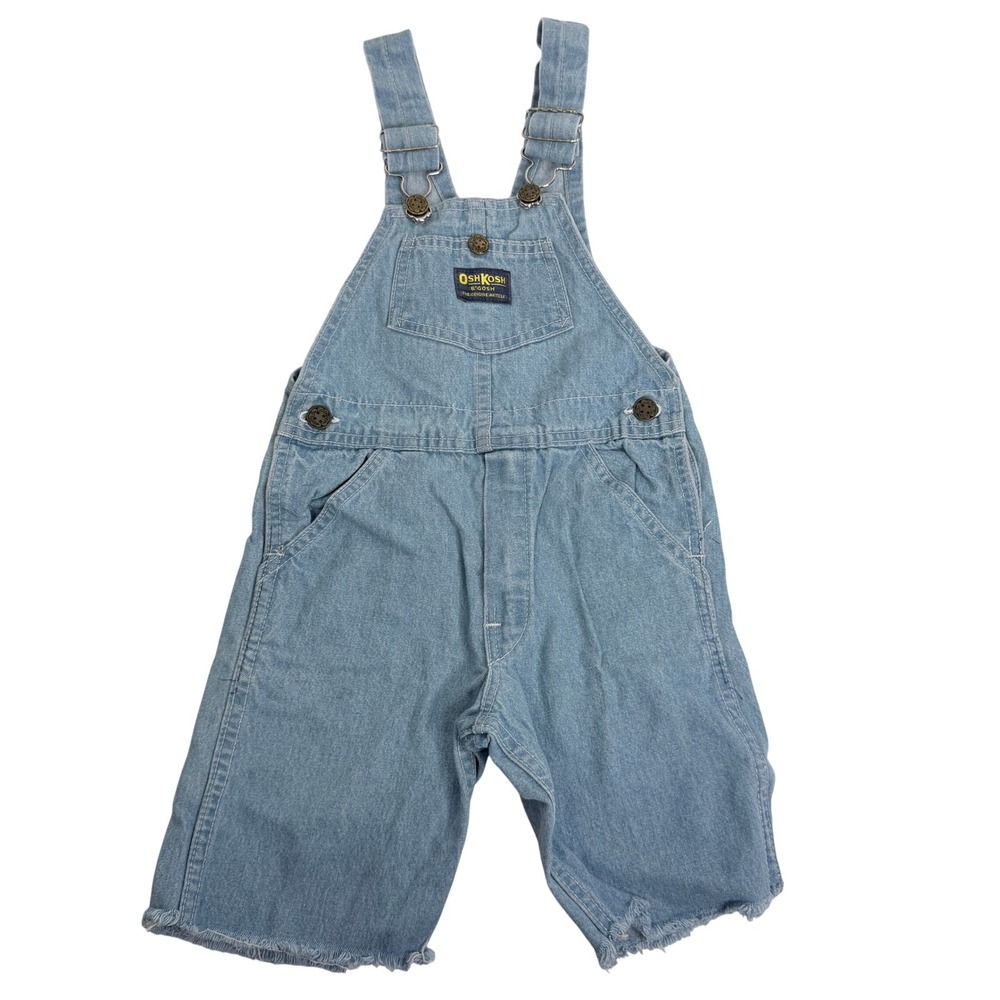 Vintage OshKosh Bgosh Vestbak Denim Overalls Light Wash Cut Off Shorts Kids 4